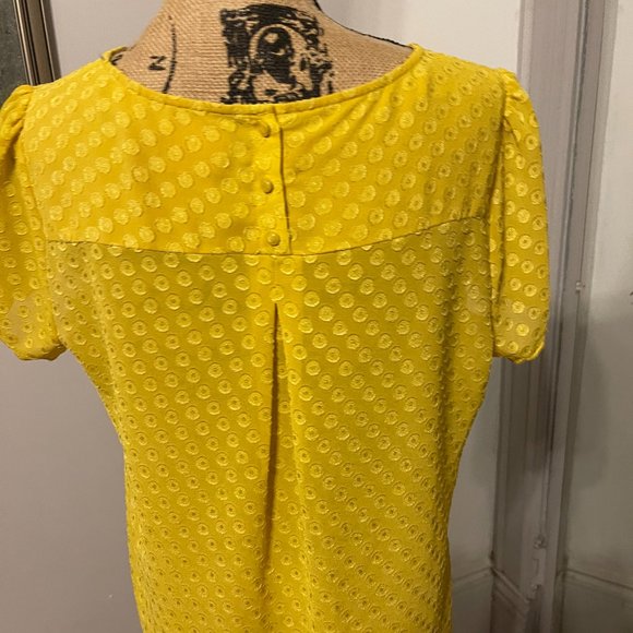 Maeve Bright Yellow Polka-Dot Scalped Edge Blouse - Picture 6 of 8